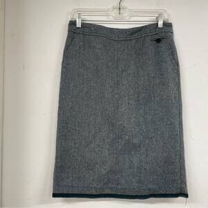 Trina Turk Teal Green Tweed Pencil Skirt Womens 4 Dark Academia Career Work